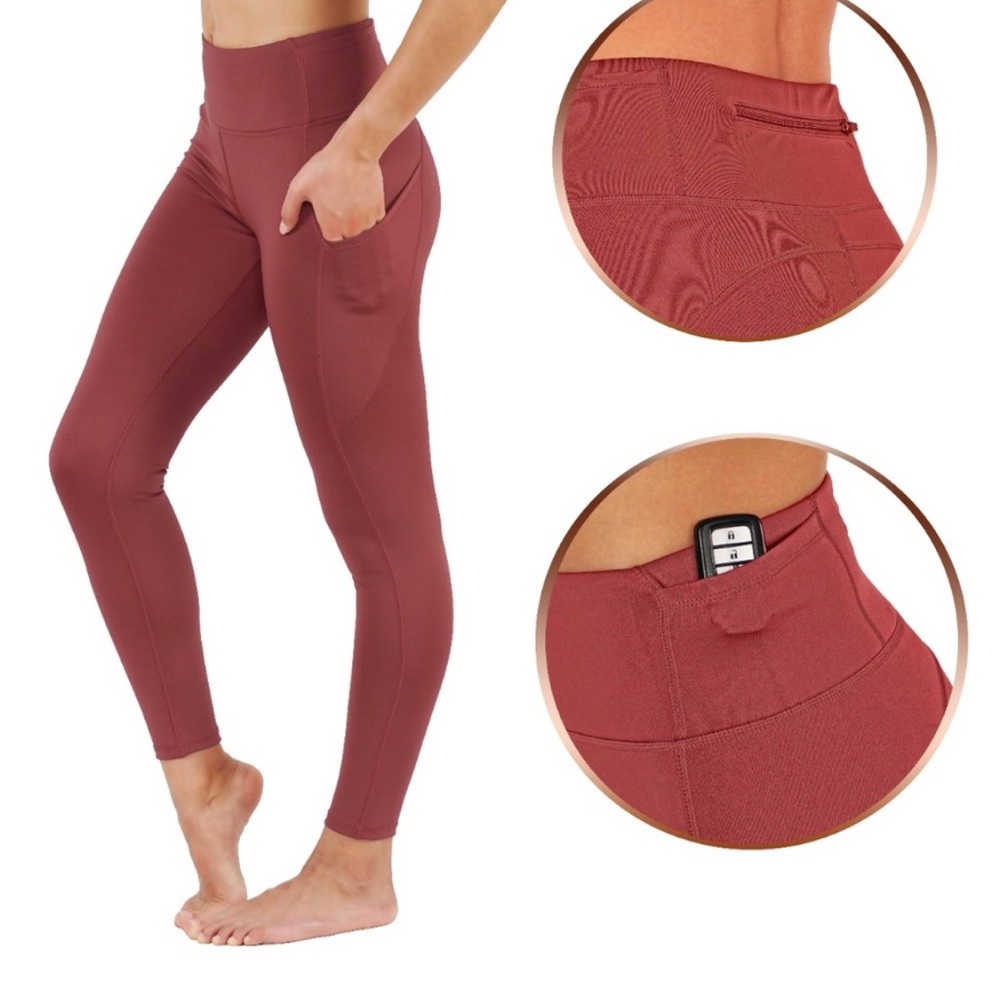 Full Length Yoga Leggings Side Phone Pockets ,Key Pocket & Back Zip Pocket Large
